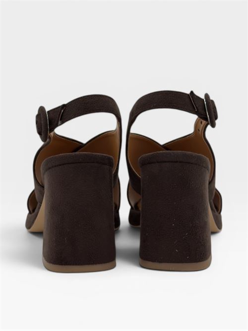 Sandali marroni con tacco e fasce incrociate da donna IL LACCIO | 8854009CAMOSCIOT.MORO